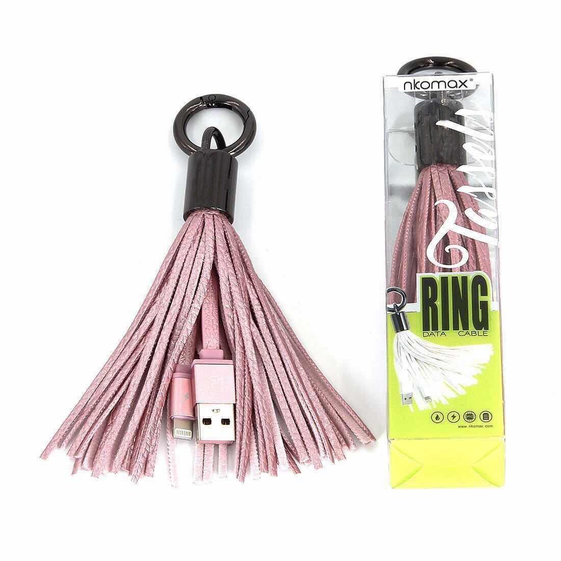 Nkomax Charging Cable USB Cable Keychain Charger,USB Portable Tassel Leather Fast Short USB Cable