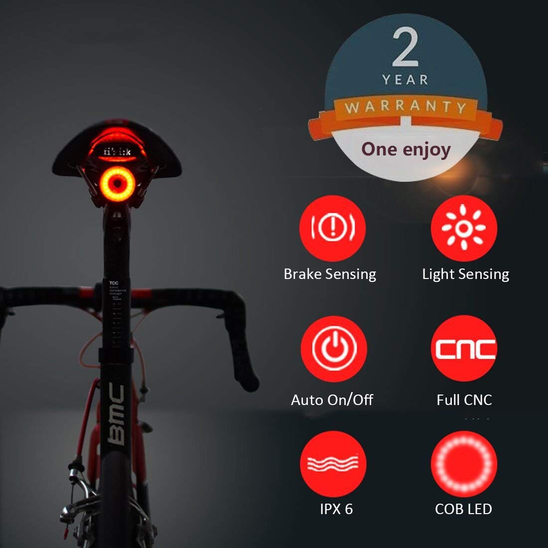 Bike Tail Light Ultra Bright, Bike Light Rechargeable Auto on-off, IPX6 Waterproof LED Bicycle lights,High Intensity Rear LED Accessories Fits On Any Road Bikes, Helmets, Easy To Install