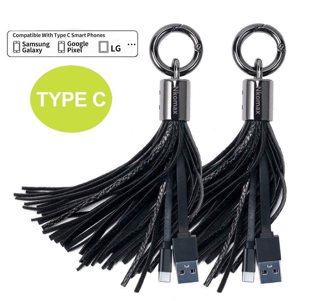 1 one enjoy tassel keychain type c cable 2 pack