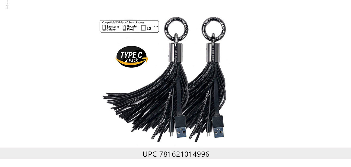 1 one enjoy tassel keychain type c cable 2 pack